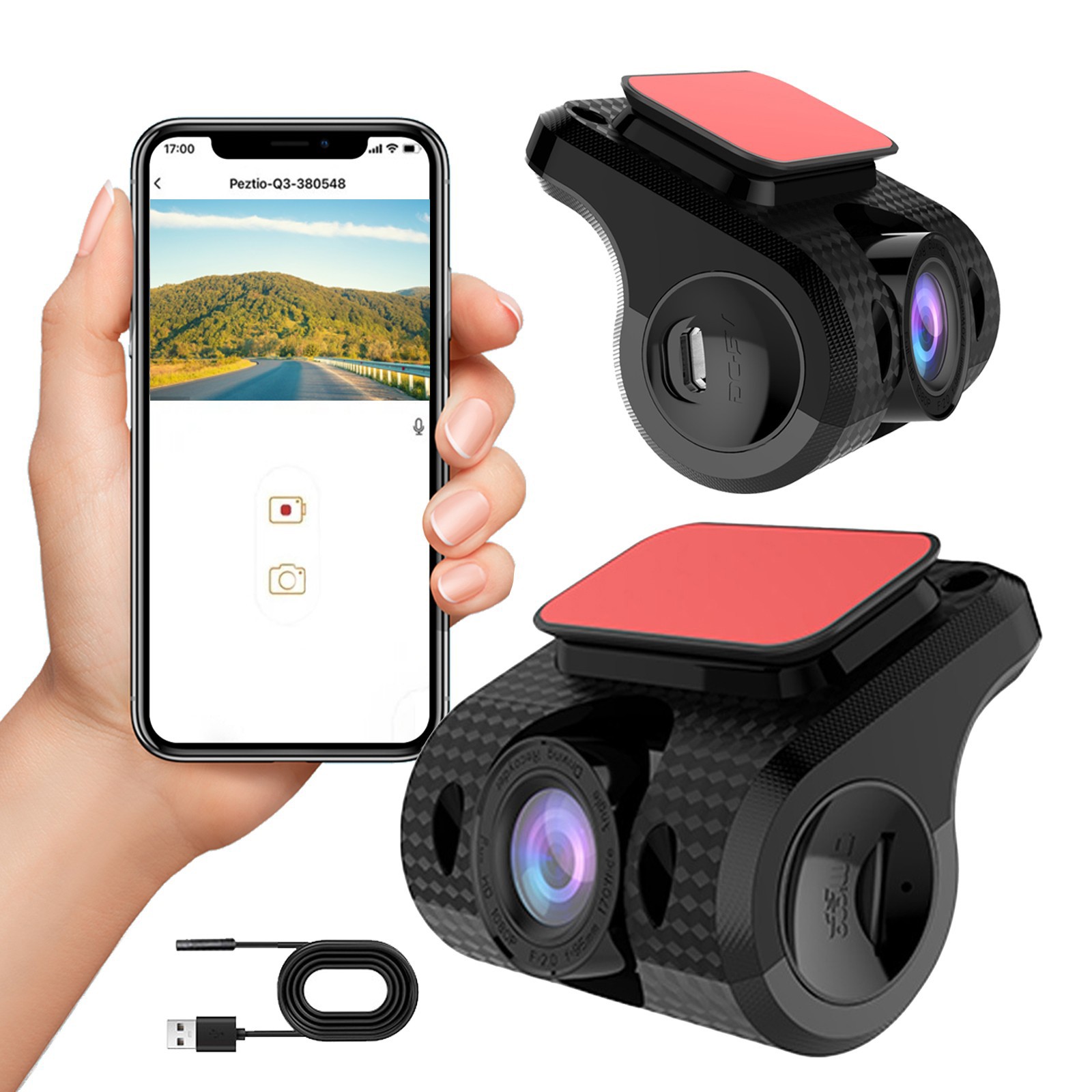 Barsme Ring Camera Outdoor Wireless Security Camera Car Recorder Vehicle Camera Loop Video Front Start Reminder Front Distance Detection Track Offsetreminders 720P Loop Recording Shooting Angle 140